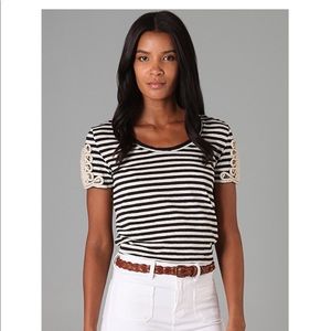 Tory Burch striped tee with detail.  Size Small.